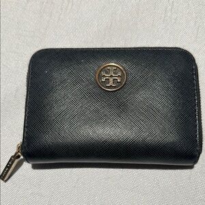 Tory Burch Black Wallet with Gold Logo